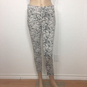 J Brand Gray Rose Print Capris